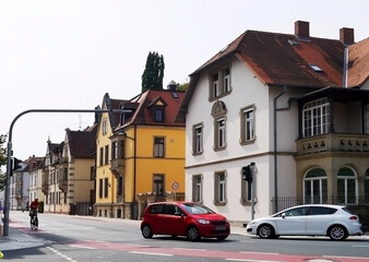 Fototapeta na wymiar City street with an old building.