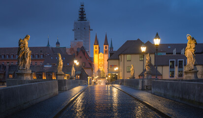 Obraz premium City of Wuerzburg with Old Main Bridge, Germany