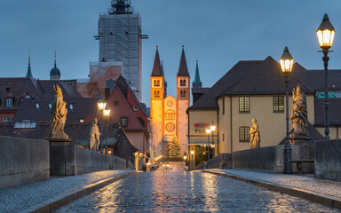 Fototapeta na wymiar City of Wuerzburg with Old Main Bridge, Germany