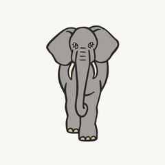 Hand drawn veсtor illustration of an elephant isolated on light background