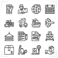 Shipping and Logistics icons with White Background.