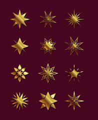 star gold style icon collection vector design