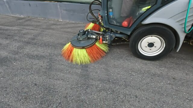 Road-sweeping and watering machines for cleaning of road surfaces.