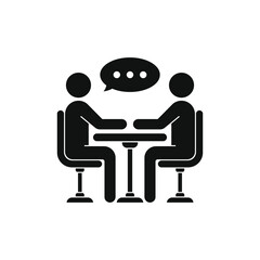 Interview icon. Two people sitting and talking symbol concept isolated on white background. Vector illustration