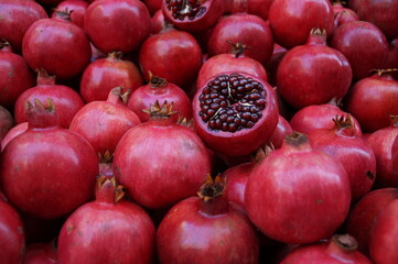 pomegranates that are sold in a Bazaar in southern Italy