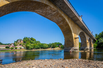An old bridge over the Dordogne River.