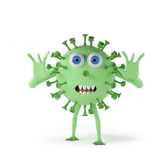 Scaring coronavirus - 3d rendered character isolated
