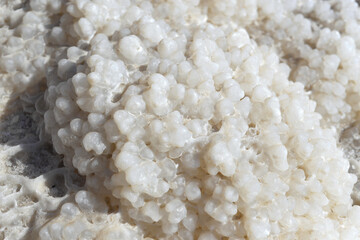 Dead Sea sand salt crystals detailed close up, natural mineral formation