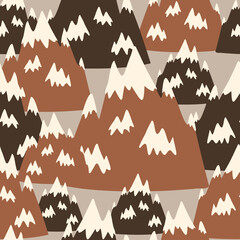 Vector seamless colorful pattern illustration design with mountains in various brown tones