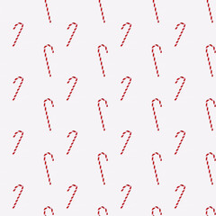 Seamless Christmas pattern with candy on light background, 3d rendering