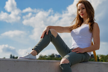 Girl casual clothing relaxing outdoor