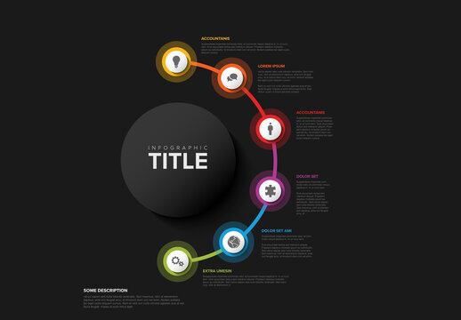 Six Elements Infographic with Icons in Circles