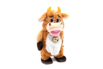 Cow soft toy isolated on white