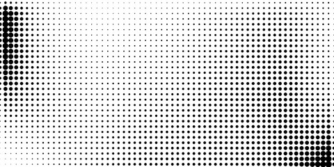 Halftone in abstract style. Geometric retro banner vector texture. Modern print. White and black background. Light effect.