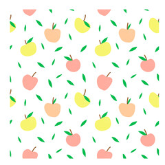 Vector seamless pattern with apples and leaves. Cute children's motif.	
