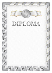 Vertical diploma for second place with Cyprus flag