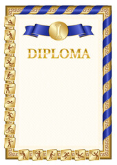 Vertical diploma for first place with European Union flag