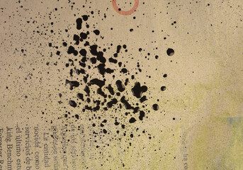 .ink stains on a newspaper sheet