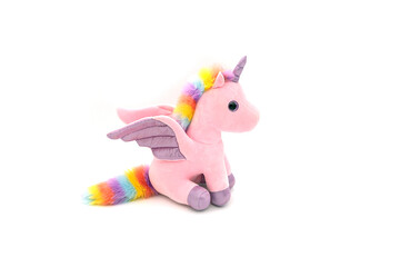Unicorn plush toy. Isolated on white background 