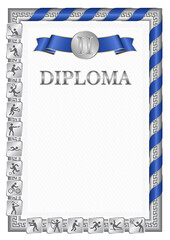 Vertical diploma for second place with Kosovo flag