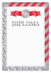 Vertical diploma for second place with Kyrgyzstan flag