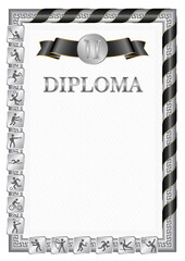 Vertical diploma for second place with New Zealand flag