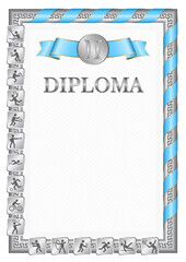 Vertical diploma for second place with Saint Lucia flag