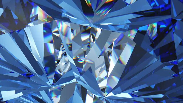 Blue topaz or diamond rotation close-up. 3d animation