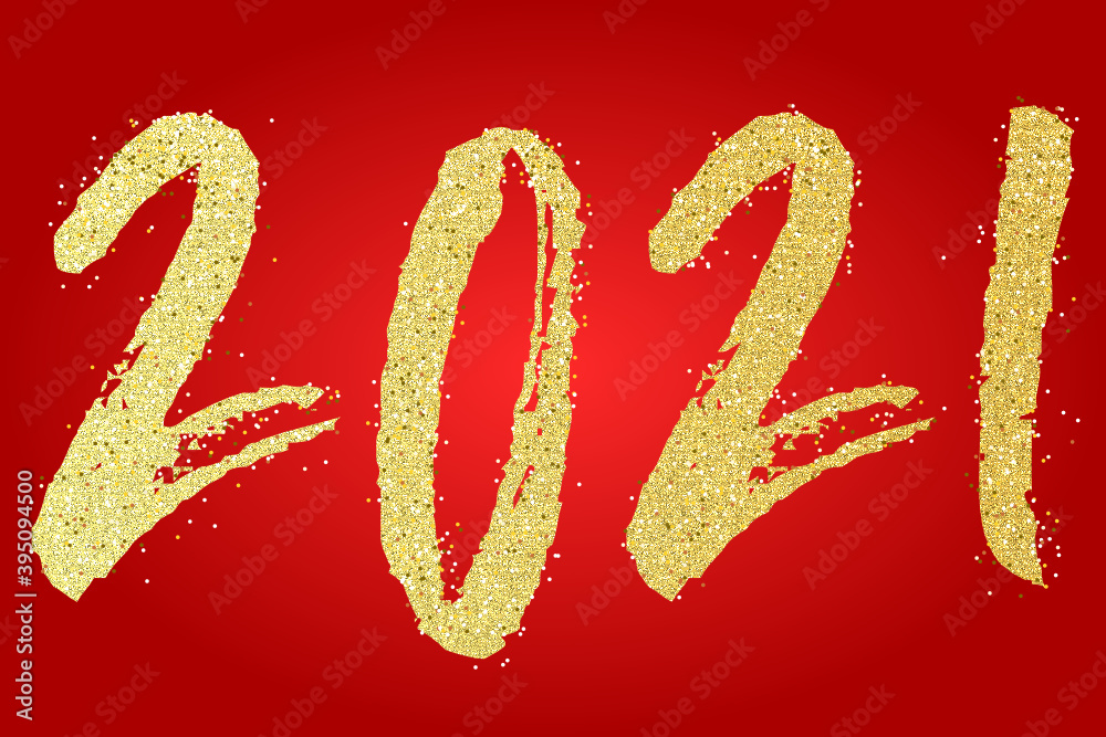 Wall mural 2021 - happy new year 2021 gold - Wall murals