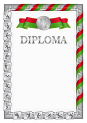 Fototapeta premium Vertical diploma for second place with Belarus flag