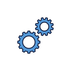 Two Cogs creative icon. Settings vector concept blue symbol on white background
