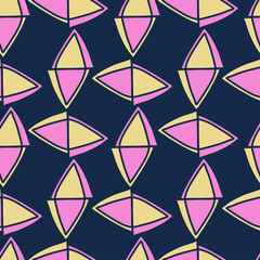 Vector seamless colorful pattern of ornamental abstract shapes rhombuses in lines