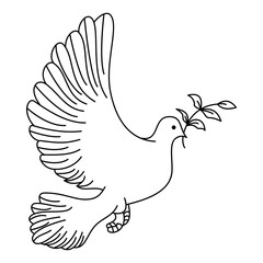 Peace Dove Simple Lineart Black