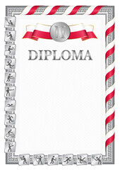 Vertical diploma for second place with Poland flag