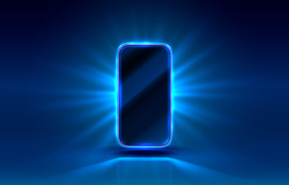 Smartphone mobile screen, technology mobile display light. Vector