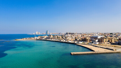 Naklejka na ściany i meble Capital of Libya, Tripoli seafront skyline view