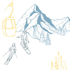 Ski resort. Vector  illustration.