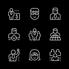 Set line icons of business people
