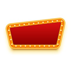 Casino or theater signboard. Red and gold colors. Marquee lights. Vector illustration for banner, poster, ad or any other project.