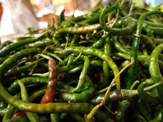 Fresh chilies are sold in traditional Indonesian markets