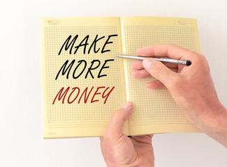Make more money inscription words. Financial ambitions concept