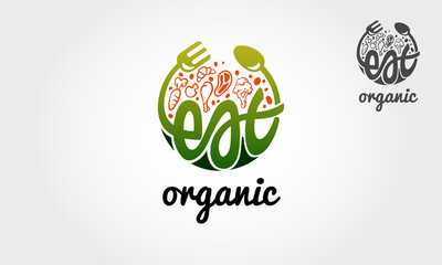 Eat Organic Vector Logo Template. This logo is great for restaurant, house food or any other business.