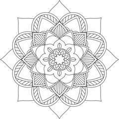 Easy Mandala coloring book simple and basic for beginners, seniors and children. Set of Mehndi flower pattern for Henna drawing and tattoo. Decoration in ethnic oriental, Indian style.