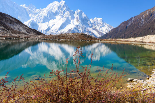 Lakes in the Himalayas. The trek around Manaslu