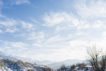Obraz premium Amazing mountain landscape in winter in the mountains of Uzbekistan