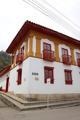Beautiful facades of Colombian towns made in warm colors
