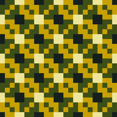 Squares, figures seamless pattern. Folk wallpaper. Checks, shapes ornate. Geometric background. Tribal motif. Ethnic ornament. Textile print, web design, geometry abstract. Geometrical image. Vector.