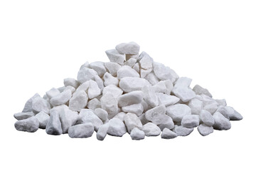 Marble rubble in the form of a hill on a white background. Crushed stone is used in the...