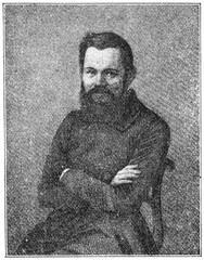 Portrait of Heinrich Laube - a German dramatist, novelist and theatre-director. Illustration of the 19th century. White background.