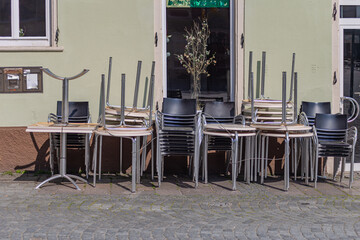 lockdown at empty restaurant cafe